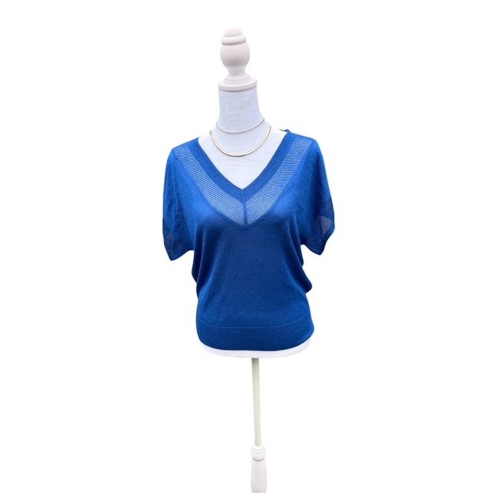 White House Black Market XS Cobalt Blue Coquette Knit Cottagecore Spring New
